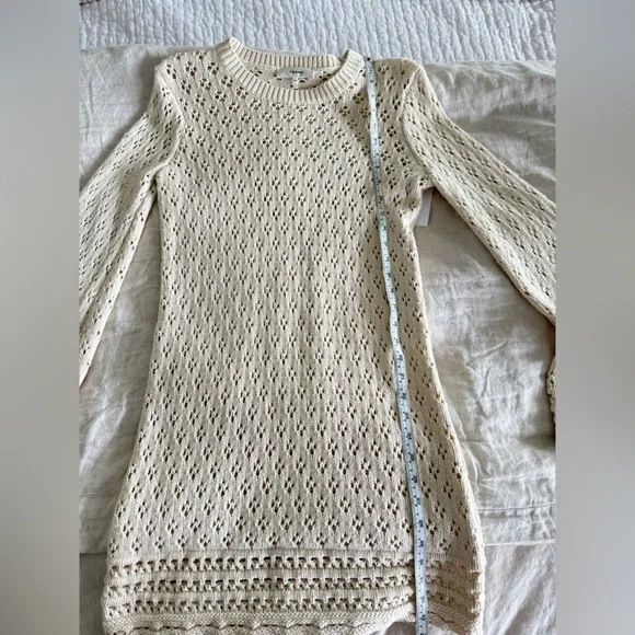 NWT Frame Cream Long Sleeve Crochet Dress - Picture 7 of 8
